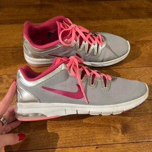 Nike Women's Pink and Silver Sneakers